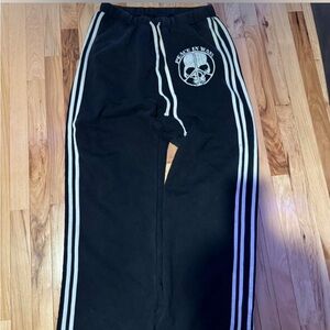 Peace In War "Skull" Wide-Leg Striped Sweatpants - Size M (Oversized)